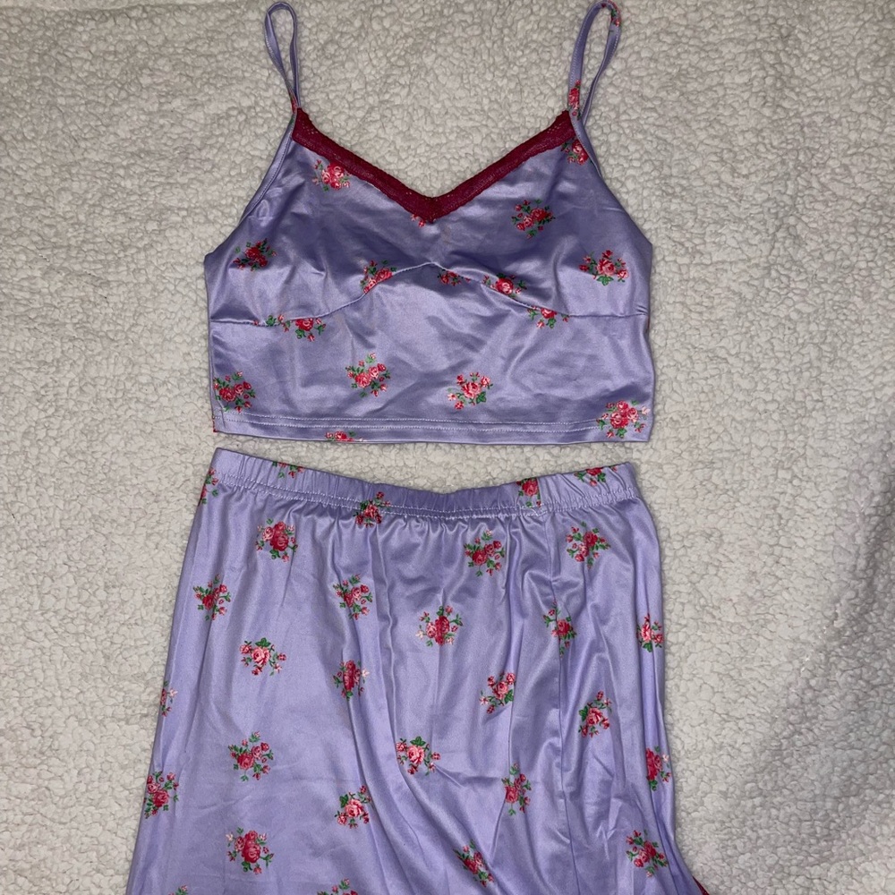 Lavender Crop Top and Skirt Set